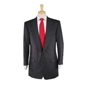 Adrian Jules Bespoke Gray Herringbone 2-Btn Handmade Wool Suit 42L